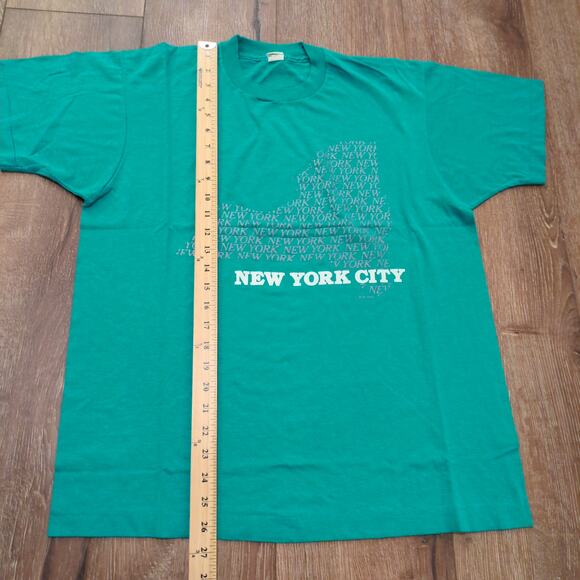 VTG New York City NYC Adult XL Shirt State Single Stitch Teal Turquoise USA 80s - Picture 5 of 8